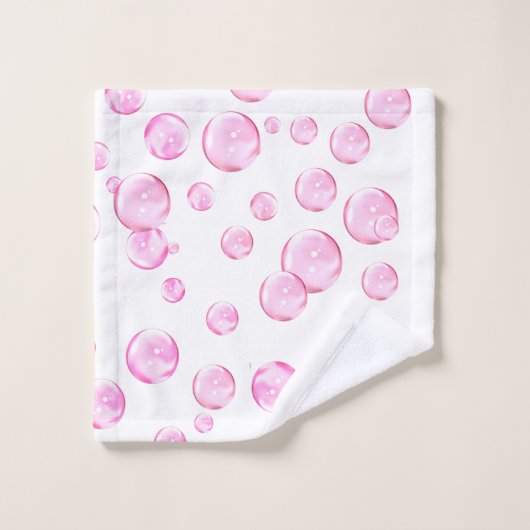 Rosa Blasen in Weiß Badhandtuch Set (Waschlappen)