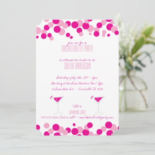 Rosa Blasen Junggeselinnen-Abschied Einladungen (Stehend Vorderseite)