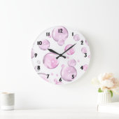 Rosa Blasen mit schwarzen Zahlen Große Wanduhr (Zuhause)