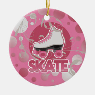 Rosa Blasen-Strudel-Rollen-Skate, Skaten Keramik Ornament