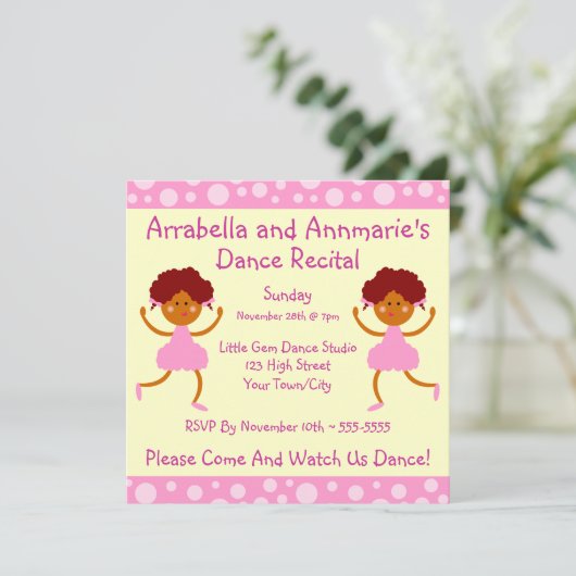 Rosa Blasen Tanz Einladung (Stehend Vorderseite)