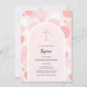 Rosa Blasen und Bogen Mädchen Taufe Christine Einladung (Vorderseite)