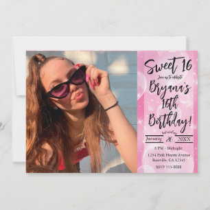 Rosa Blasenherzen Süße Mädchen Geburtstag Sweet 16 Einladung
