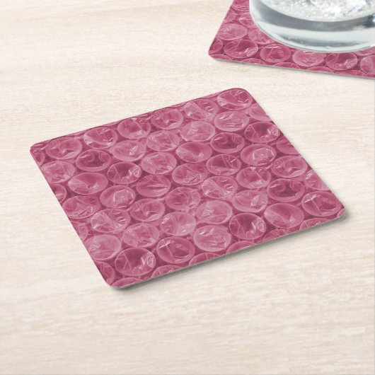 Rosa Blasenverpackungsmuster Rechteckiger Pappuntersetzer (angewinkelt)