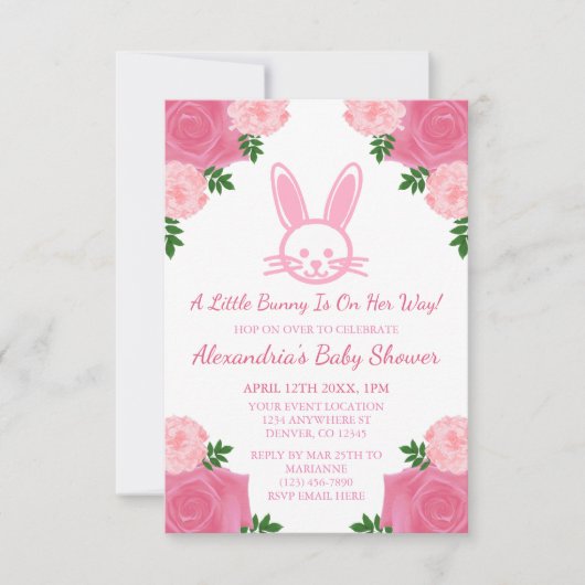 Rosa Bläserblase Kinderdusche Einladung (Vorderseite)