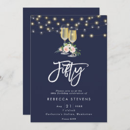 Rosa Bläserblase, Marineblasche 50. Geburtstag Einladung