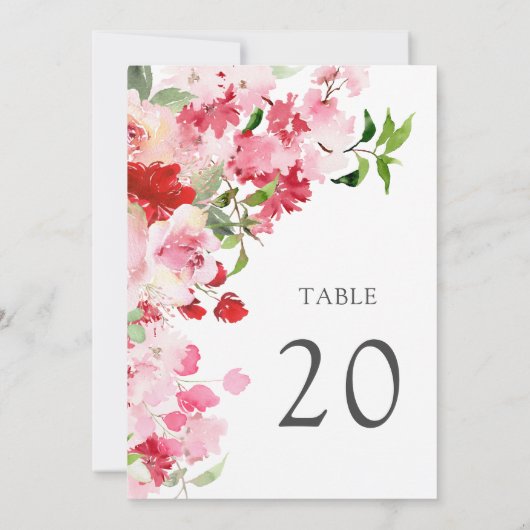 Rosa Bläserblütenhochzeit-Tischnummer (Rückseite)