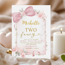 Rosa Bläserbow Zwei Extravagante Geburtstagsdusche Einladung