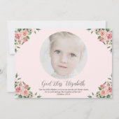 Rosa Bläserei & Foto Erste Kommune für Mädchen Einladung (Rückseite)