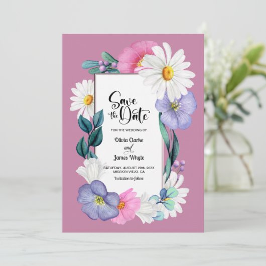 Rosa Bläsereihe speichern das Datum Save The Date (Stehend Vorderseite)