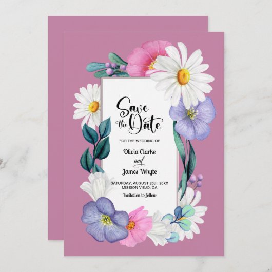 Rosa Bläsereihe speichern das Datum Save The Date (Vorne/Hinten)