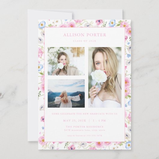 Rosa Bläserenkarte Einladung zur Ankündigung eines (Rückseite)