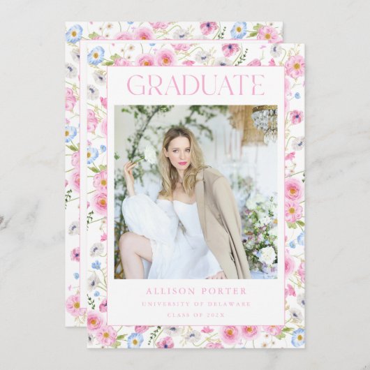 Rosa Bläserenkarte Einladung zur Ankündigung eines (Vorne/Hinten)