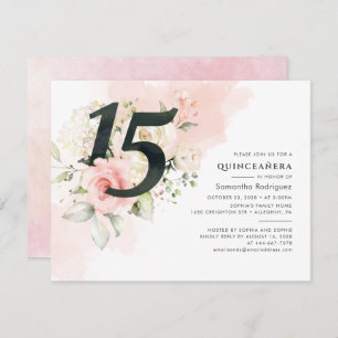 Rosa BläserEukalyptus Quinceanera 15. Geburtstag Einladung