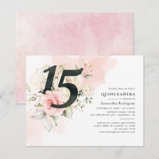 Rosa BläserEukalyptus Quinceanera 15. Geburtstag Einladung