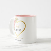 Rosa Bläsergoldherz Beste Mama je Zweifarbige Tasse (Vorderseite Links)