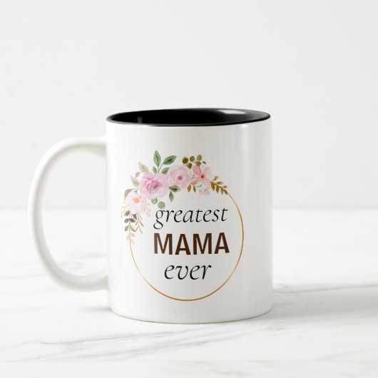 Rosa Bläsergoldkraut Bester Mama aller Zeiten Zweifarbige Tasse (Links)
