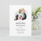 Rosa Bläsergothische Skulls Probe Abendessen Einladung (Stehend Vorderseite)