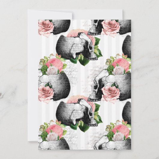 Rosa Bläsergothische Skulls Probe Abendessen Einladung (Rückseite)