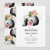 Rosa Bläsergothische Skulls Probe Abendessen Einladung (Vorne/Hinten)