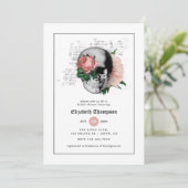 Rosa Bläsergotik Skeletton Brautparty Einladung (Stehend Vorderseite)