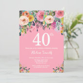 Rosa Bläserin 40. Geburtstag Einladung (Stehend Vorderseite)