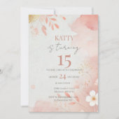 Rosa Bläserin zum 15. Geburtstag Einladung (Vorderseite)