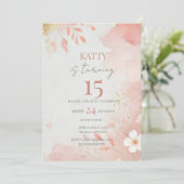 Rosa Bläserin zum 15. Geburtstag Einladung (Stehend Vorderseite)