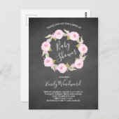 Rosa Bläserkhalkboard Drive-By Girl Baby Shower Postkarte (Vorne/Hinten)