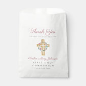 Rosa Bläserkraut Kreuzmädchen Erste Kommune Geschenktütchen (Vorderseite)