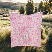 Rosa Bläsermonogramm für Mädchen Fleecedecke