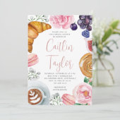 Rosa Bläsermund Brautparty Brunch Einladung (Stehend Vorderseite)