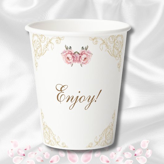 Rosa Bläsermund Vintages Brautparty Pappbecher
