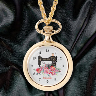 Rosa Bläsernähmaschine Nekklace Watch Armbanduhr