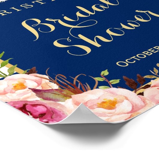 Rosa Bläsernarke Blauer Streifen Brautparty Zeiche Poster (Ecke)