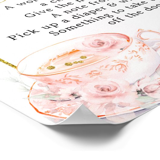 Rosa BläsernBaby-Dusche Tee Spätnachtskalender Poster (Ecke)