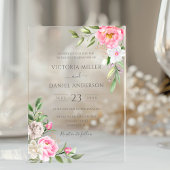 Rosa Bläsernbäume Elegante Hochzeit Acryleinladungen