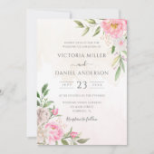 Rosa Bläsernbäume Elegante Hochzeit Einladung (Vorderseite)