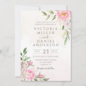 Rosa Bläsernbäume Elegante Hochzeit Einladung (Vorderseite)