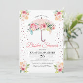 Rosa Bläserndach Bridal Dusche Einladung (Stehend Vorderseite)