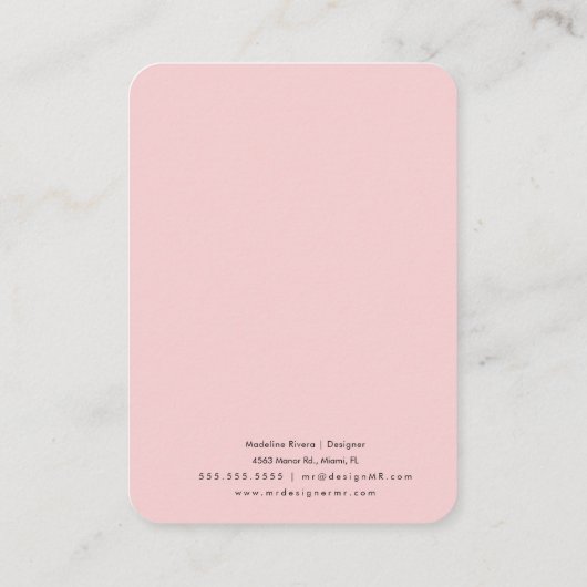 Rosa Bläserne Blume Handmade Earlycard Telefonnummerkarte (Rückseite)