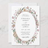 Rosa Bläserne Elegante Botanische Hochzeit Einladung (Vorderseite)