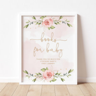 Rosa bläserne Goldfolie Bücher für Babyposter Poster
