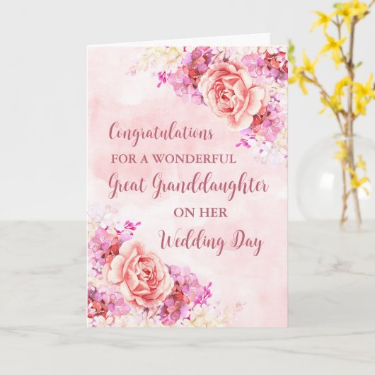 Rosa Bläserne Großtochter Hochzeit Karte (Gelbe Blume)