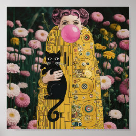 Rosa bläserne Gumminadine mit Gustav Klimt Kunst Poster