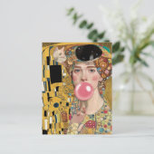 Rosa bläserne Gumminadine mit Gustav Klimt Kunst Postkarte (Stehend Vorderseite)