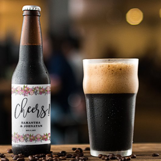 Rosa Bläserne Hochzeit Bierflaschenetikett