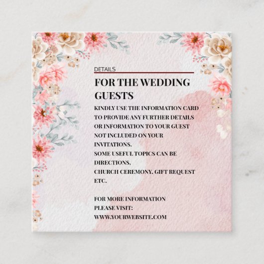 Rosa Bläserne Hochzeitskarte Begleitkarte (Vorderseite)