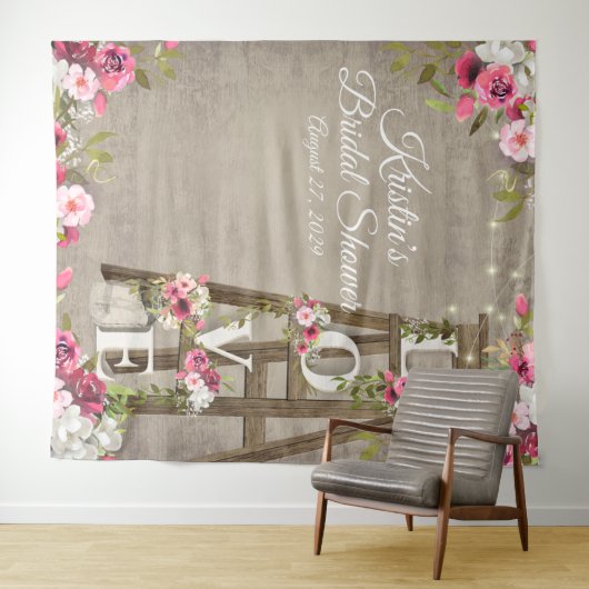 Rosa bläserne Ladder Rustikales Brautparty Tapestr Wandteppich (Beispiel (Horizontal))