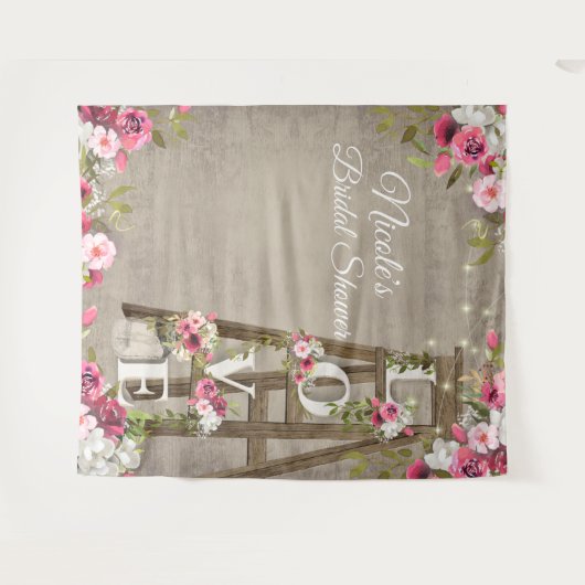 Rosa bläserne Ladder Rustikales Brautparty Tapestr Wandteppich (Vorderseite (Horizontal))